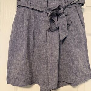 H&M High Waist Blue Shorts with Tie Belt